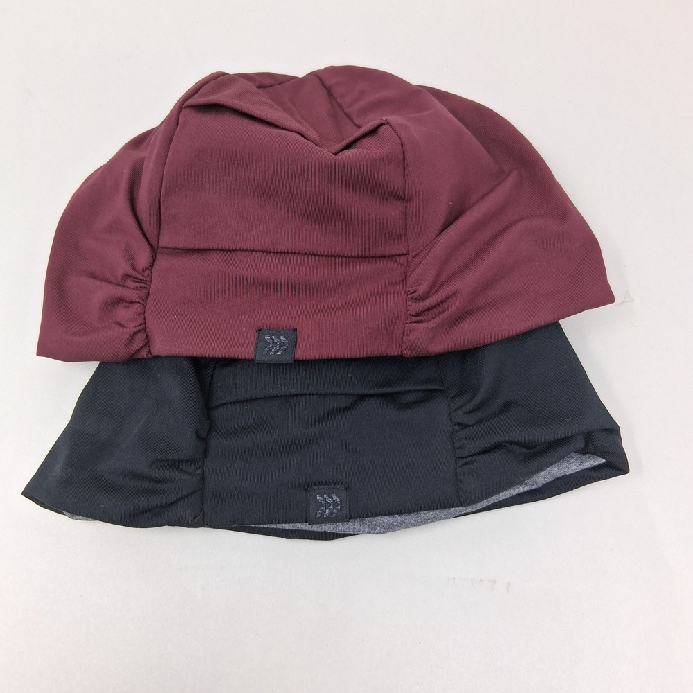 All in Motion Women Ponytail Beanie Hat 2 Pack Burgundy Black One Size Running